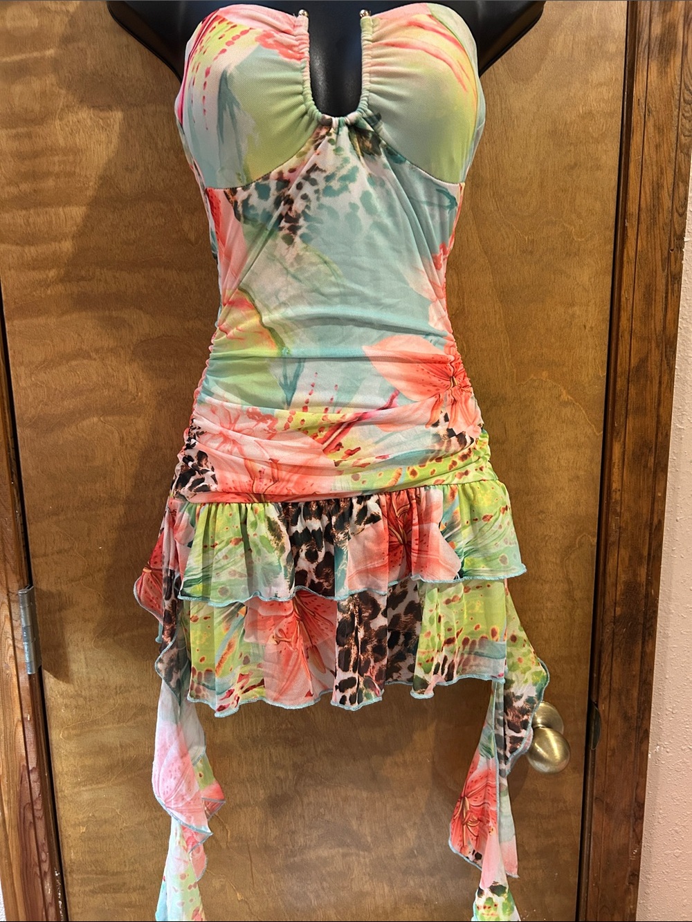 Multicolor Floral & Animal Print Ruffle Dress - Homecoming